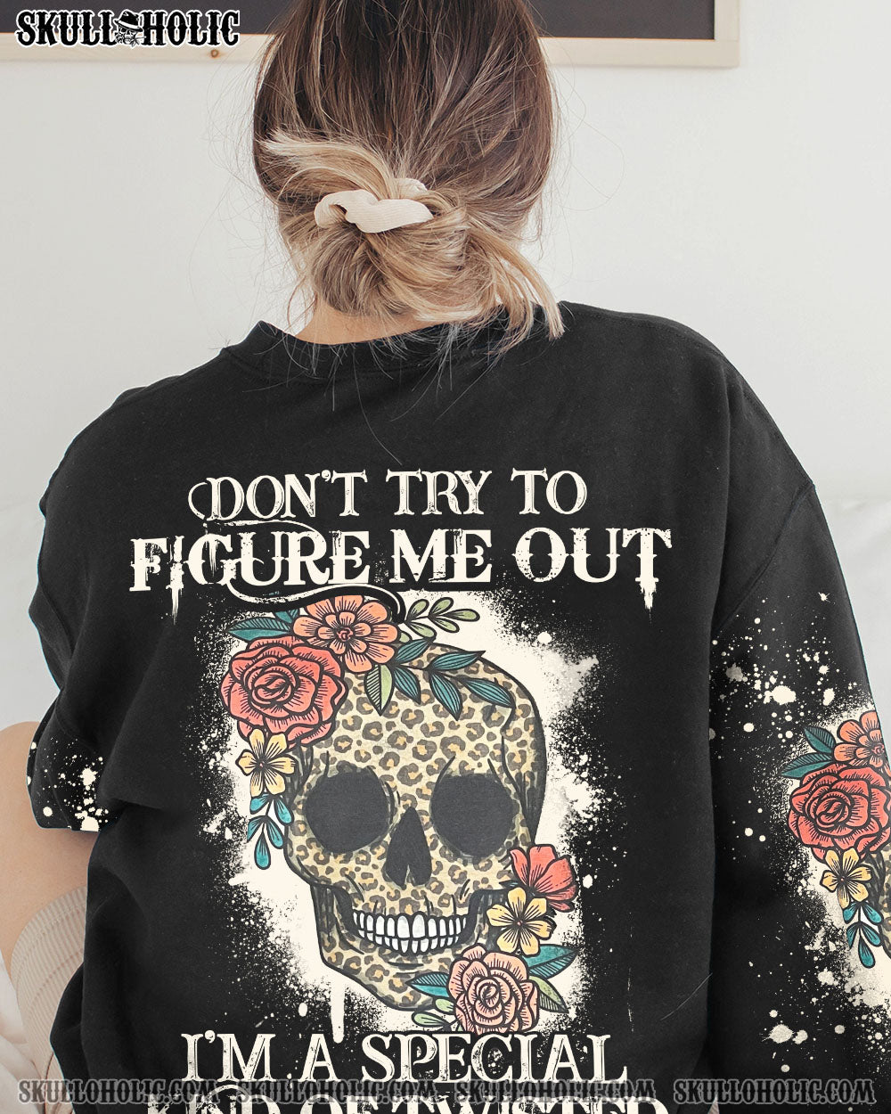 DON'T TRY TO FIGURE ME OUT LEOPARD SKULL ALL OVER PRINT - TLTY1411221