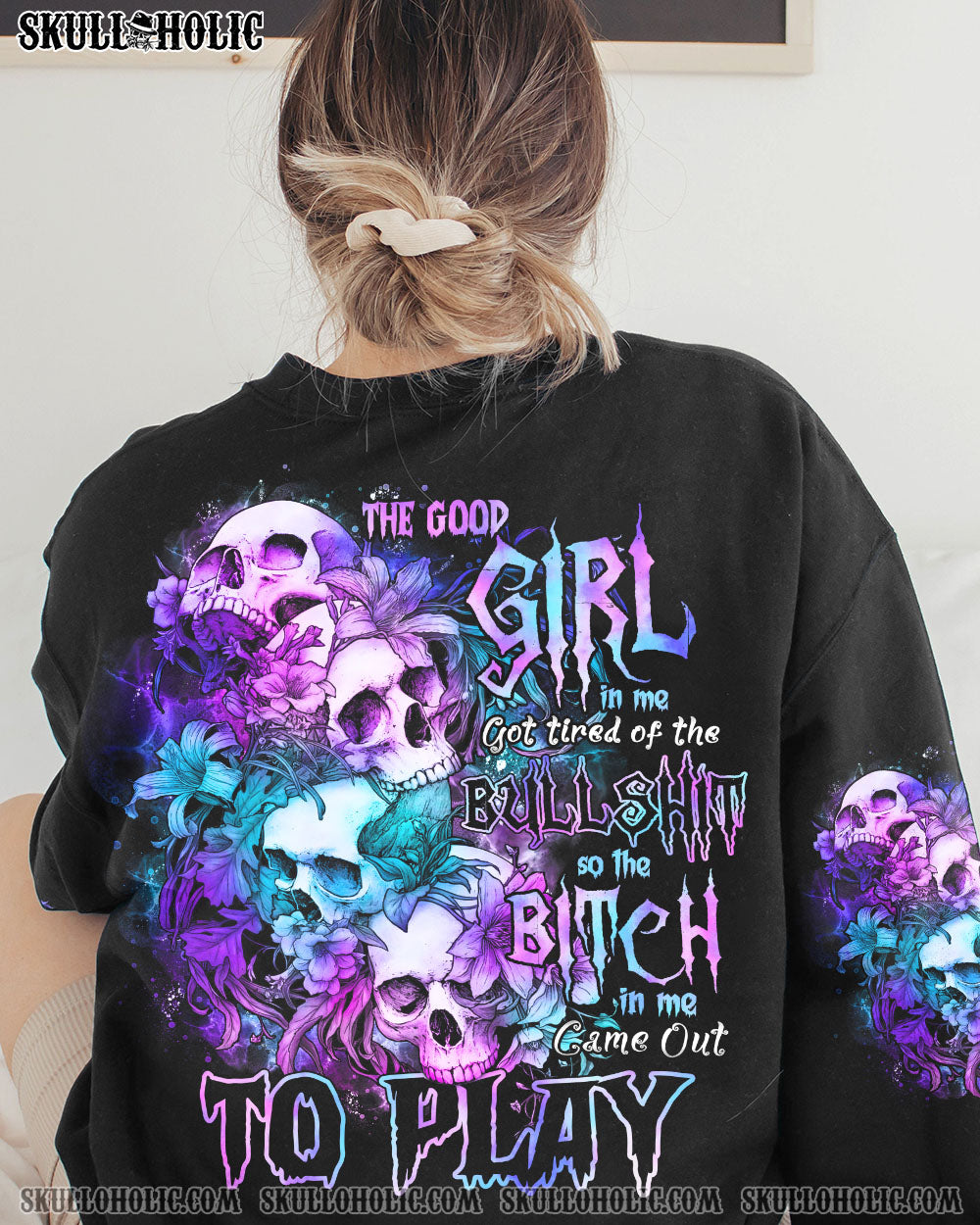 THE GOOD GIRL IN ME SKULL FLOWER ALL OVER PRINT - TLNO2311221