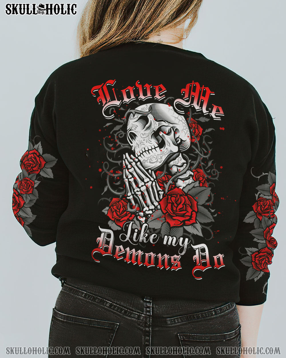 LOVE ME LIKE MY DEMONS DO SKULL ALL OVER PRINT - YHHN0610224