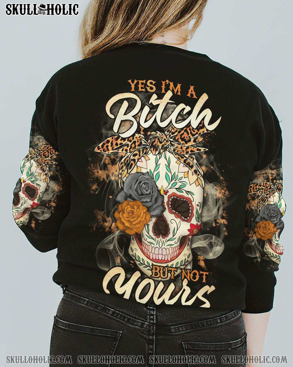 YES I'M A B SUGAR SKULL ROSE LEOPARD ALL OVER PRINT - TLTR1210221