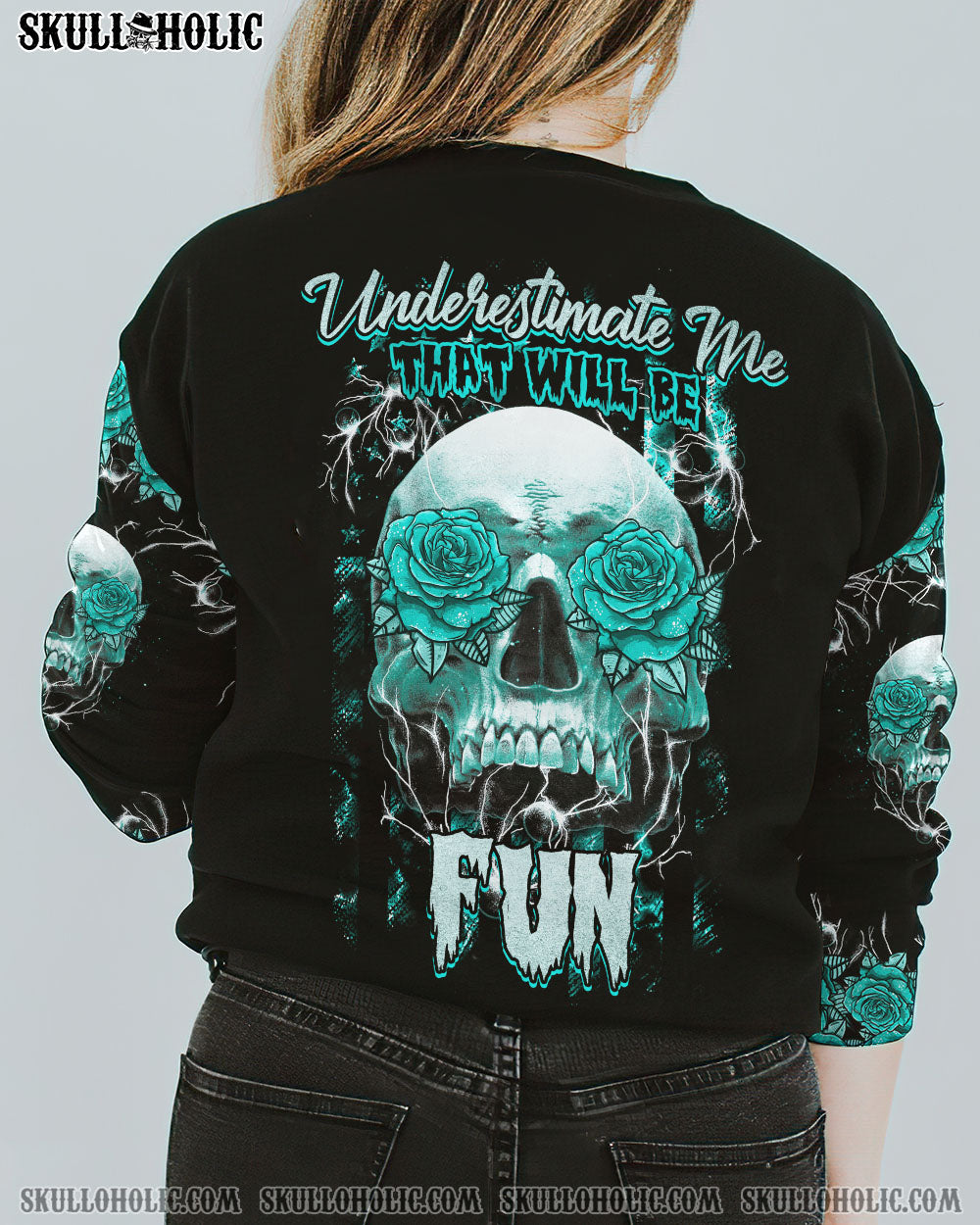 UNDERESTIMATE ME ROSE SKULL FLAG ALL OVER PRINT - TLTM2610222