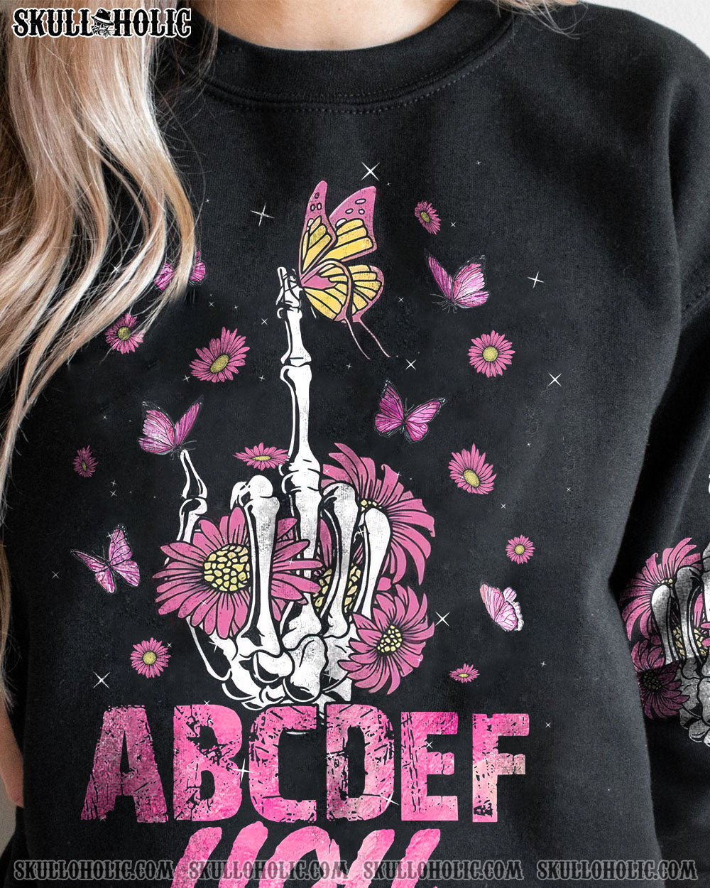 ABCDEF U SKELETON HAND FLOWER ALL OVER PRINT - TLNZ0310223