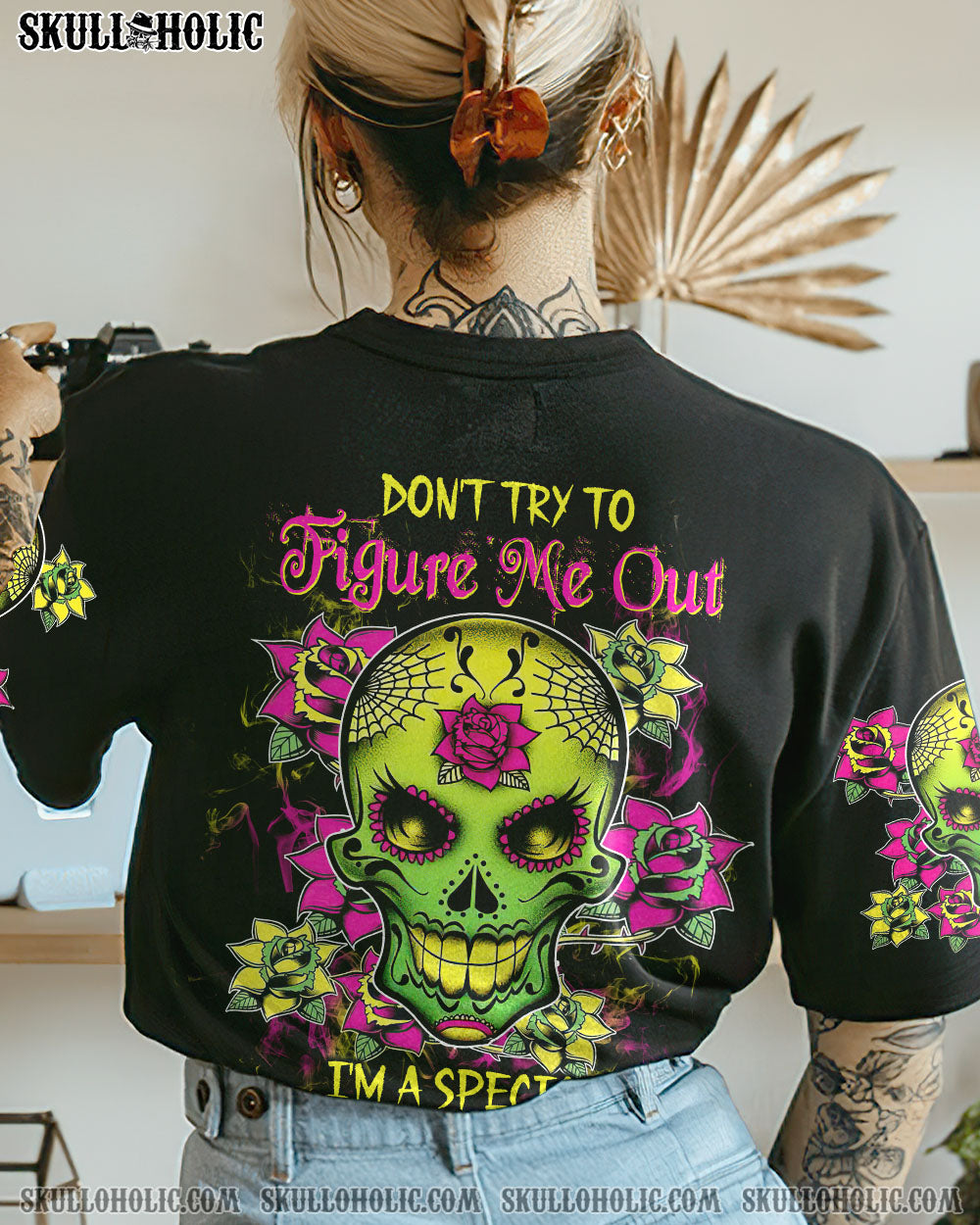 DON'T TRY TO FIGURE ME SUGAR SKULL ALL OVER PRINT - TLTW0512226