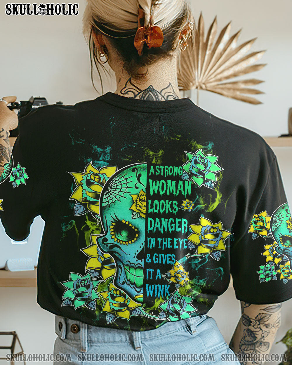 A STRONG WOMAN LOOKS DANGER HALF SUGAR SKULL ALL OVER PRINT - TLTW0401233