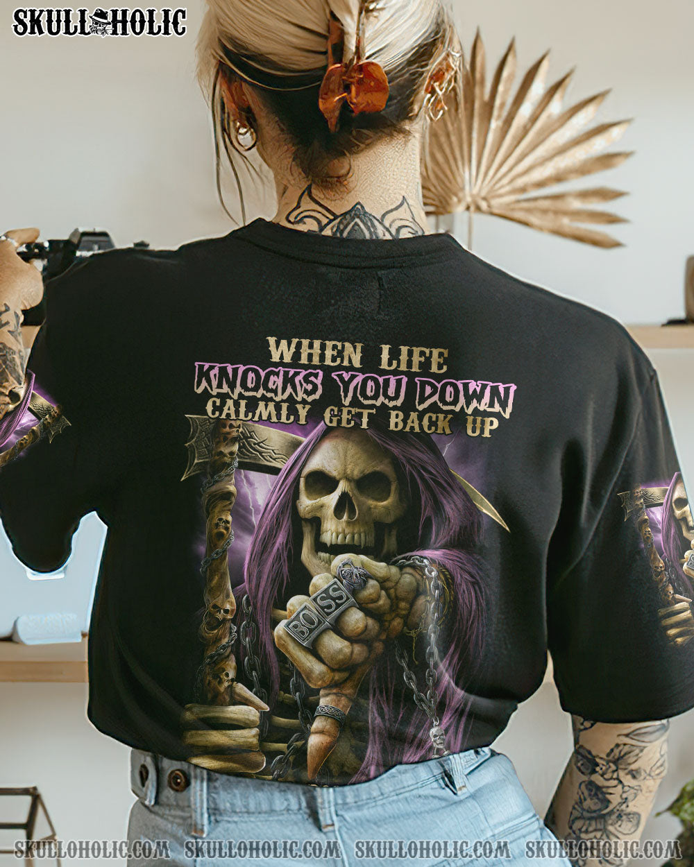 WHEN LIFE KNOCKS YOU DOWN SKULL ALL OVER PRINT - TLNZ1909221