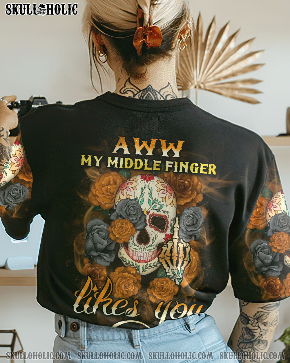 AWW MY MIDDLE FINGER LIKES YOU ALL OVER PRINT - YHTH3009223