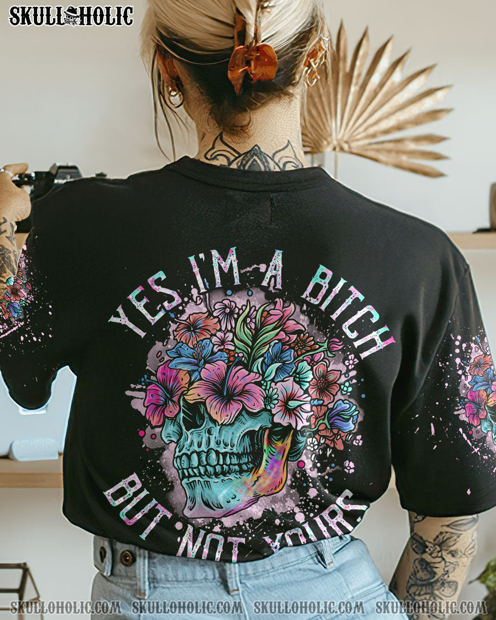 YES I'M A B SKULL FLOWER ALL OVER PRINT - TLTY0212221