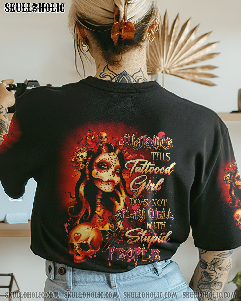 WARNING THIS TATTOOED GIRL SKULL ALL OVER PRINT - TLNZ2212222