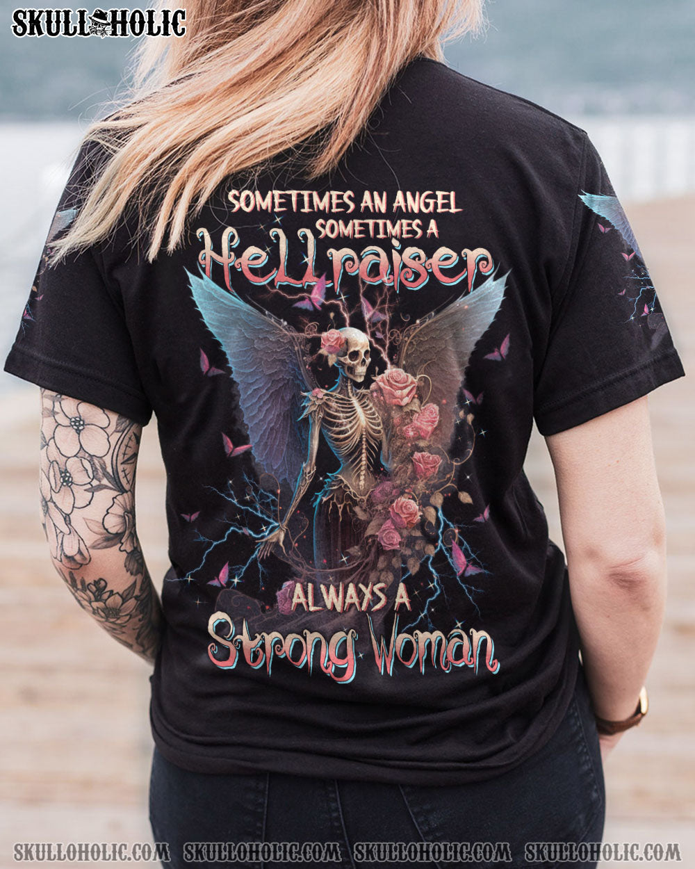 ALWAYS A STRONG WOMAN SKELETON WINGS ROSE ALL OVER PRINT - TLTW1503233