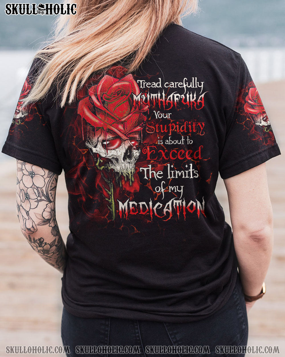 TREAD CAREFULLY ROSE SKULL ALL OVER PRINT - TLTR1510223