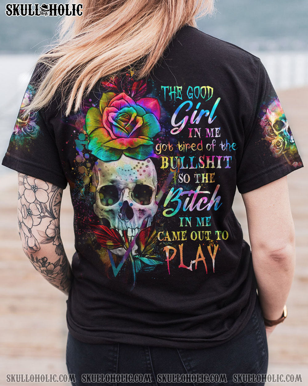 THE GOOD GIRL IN ME GOT TIRED SKULL ALL OVER PRINT - YHHG0310221