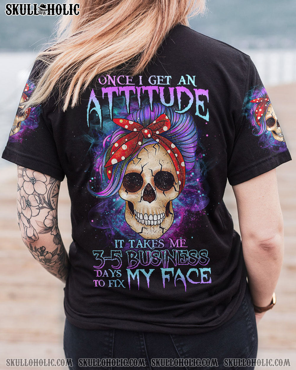 ONCE I GET AN ATTITUDE PURPLE MESSY BUN ALL OVER PRINT - TLTR0912222