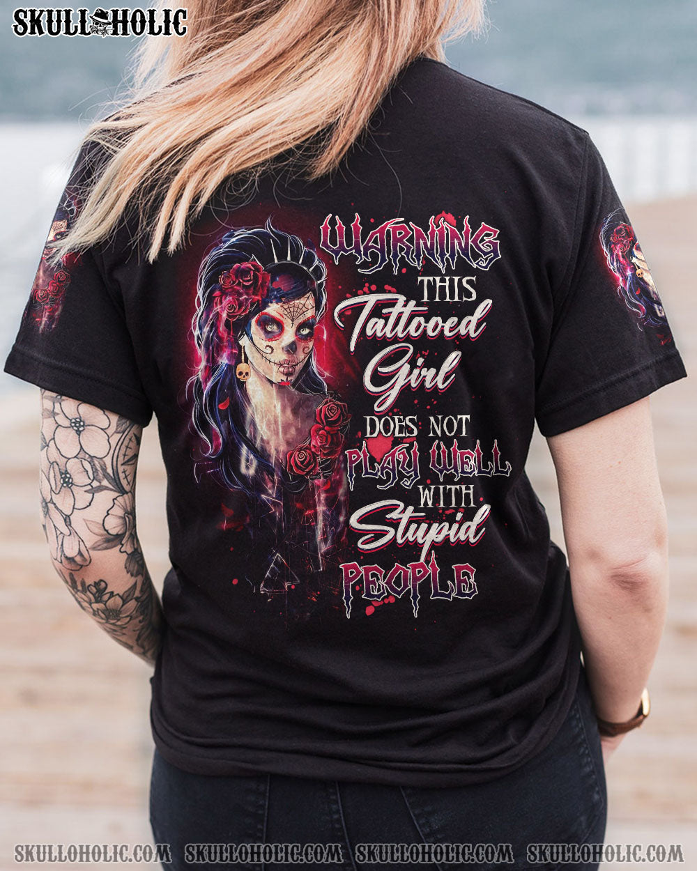 WARNING THIS TATTOOED GIRL SUGAR SKULL ALL OVER PRINT - TLNZ0612222