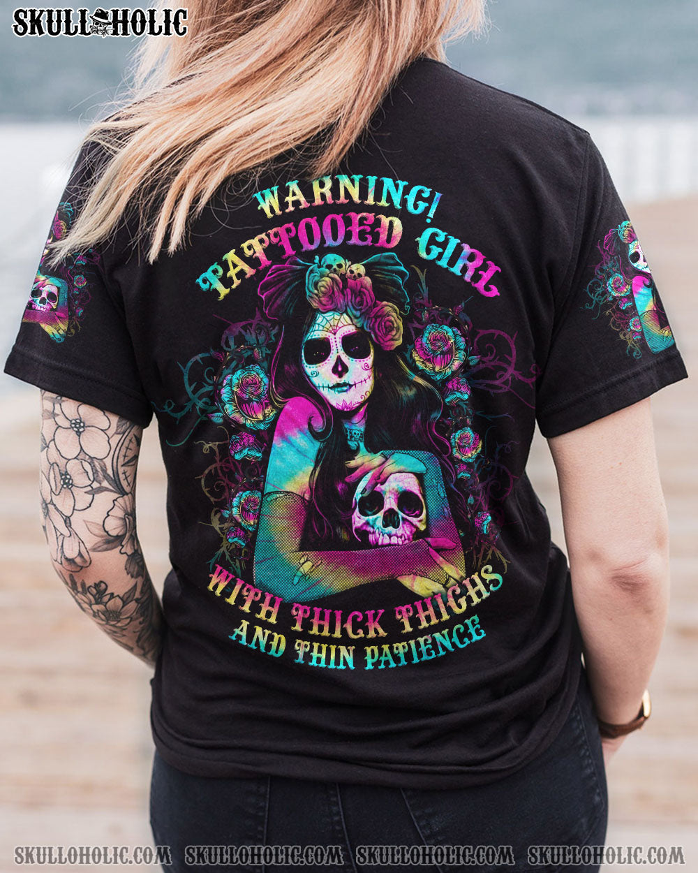 THICK THIGHS AND THIN PATIENCE SUGAR SKULL ALL OVER PRINT - TLTW0710225