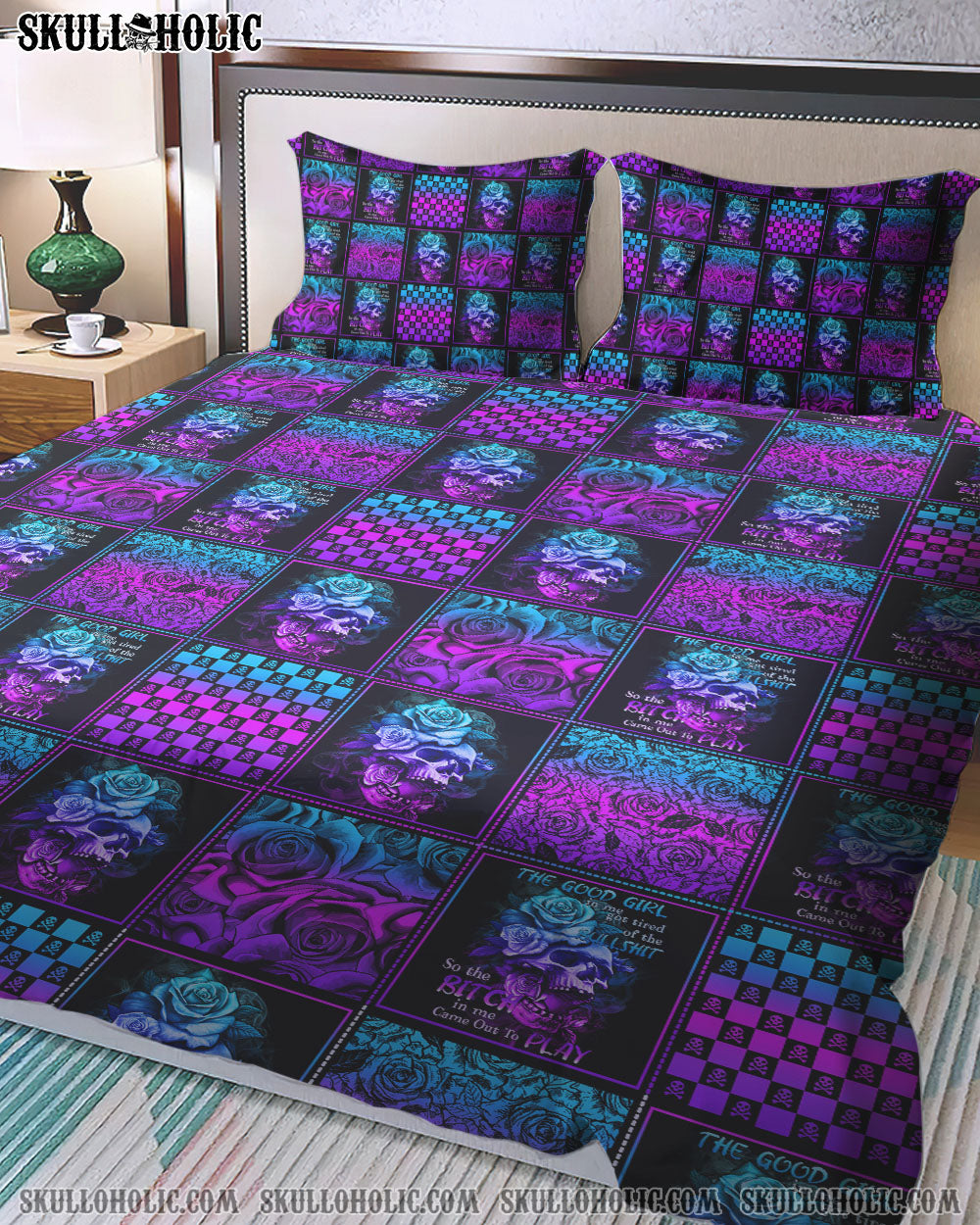 THE GOOD GIRL IN ME GOT TIRED SKULL BEDDING SET - TY0108222