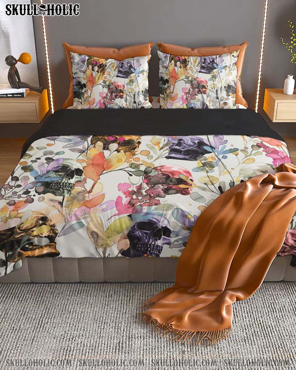 WILD GRASSES COLORFUL SKULL BEDDING SET - NO0408221