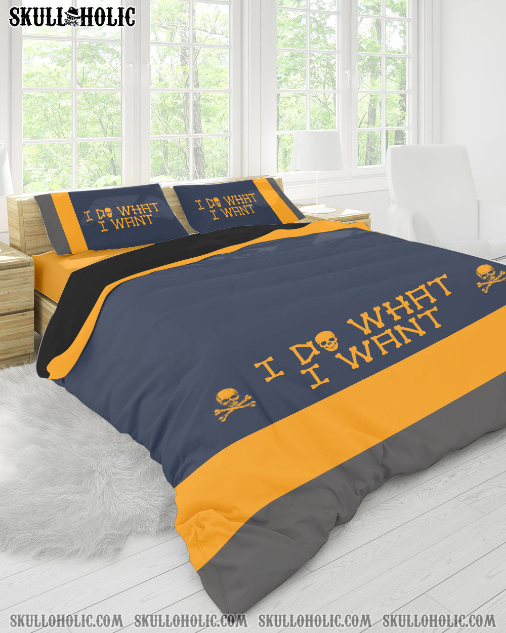 BLUE YELLOW SKULL BEDDING SET - TY0508224