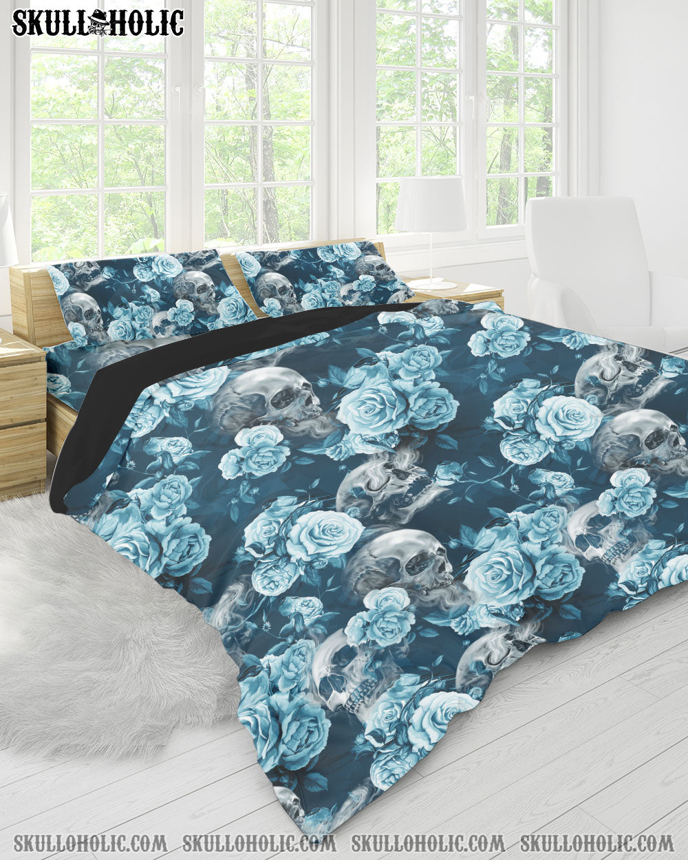 BLUE ROSES SKULL BEDDING SET - TY0408223