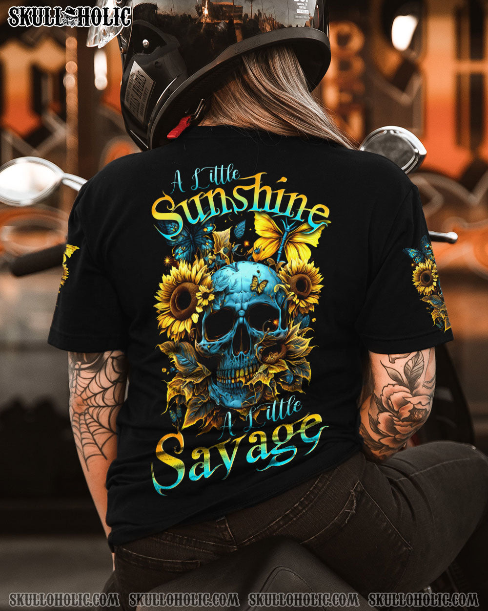 A LITTLE SUNSHINE A LITTLE SAVAGE SKULL SUNFLOWER ALL OVER PRINT - TLTW2204232