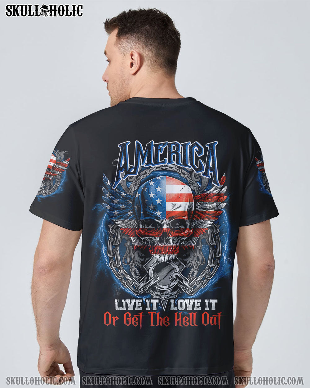 AMERICA LIVE IT LOVE IT OR GET THE HELL OUT SKULL ALL OVER PRINT - TLNO0709221