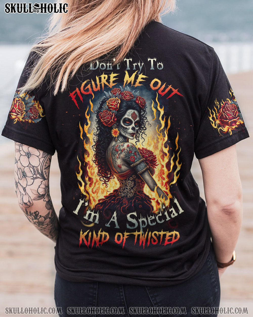 DON'T TRY TO FIGURE ME OUT SUGAR SKULL ALL OVER PRINT - TLTW1703235