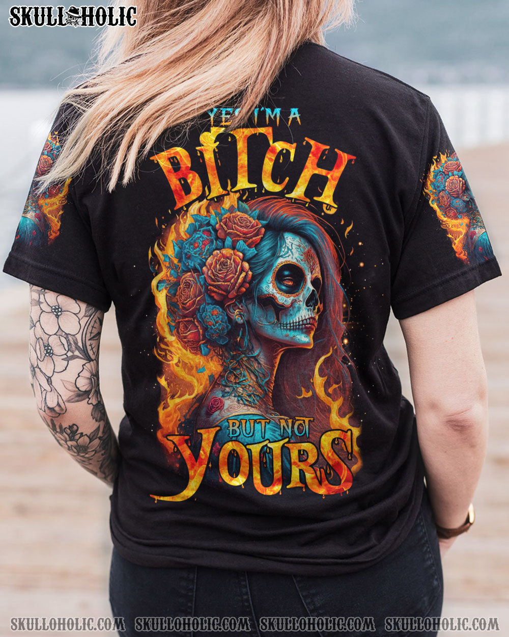 YES I'M A B BUT NOT YOURS SUGAR SKULL ALL OVER PRINT - TLTR1703232