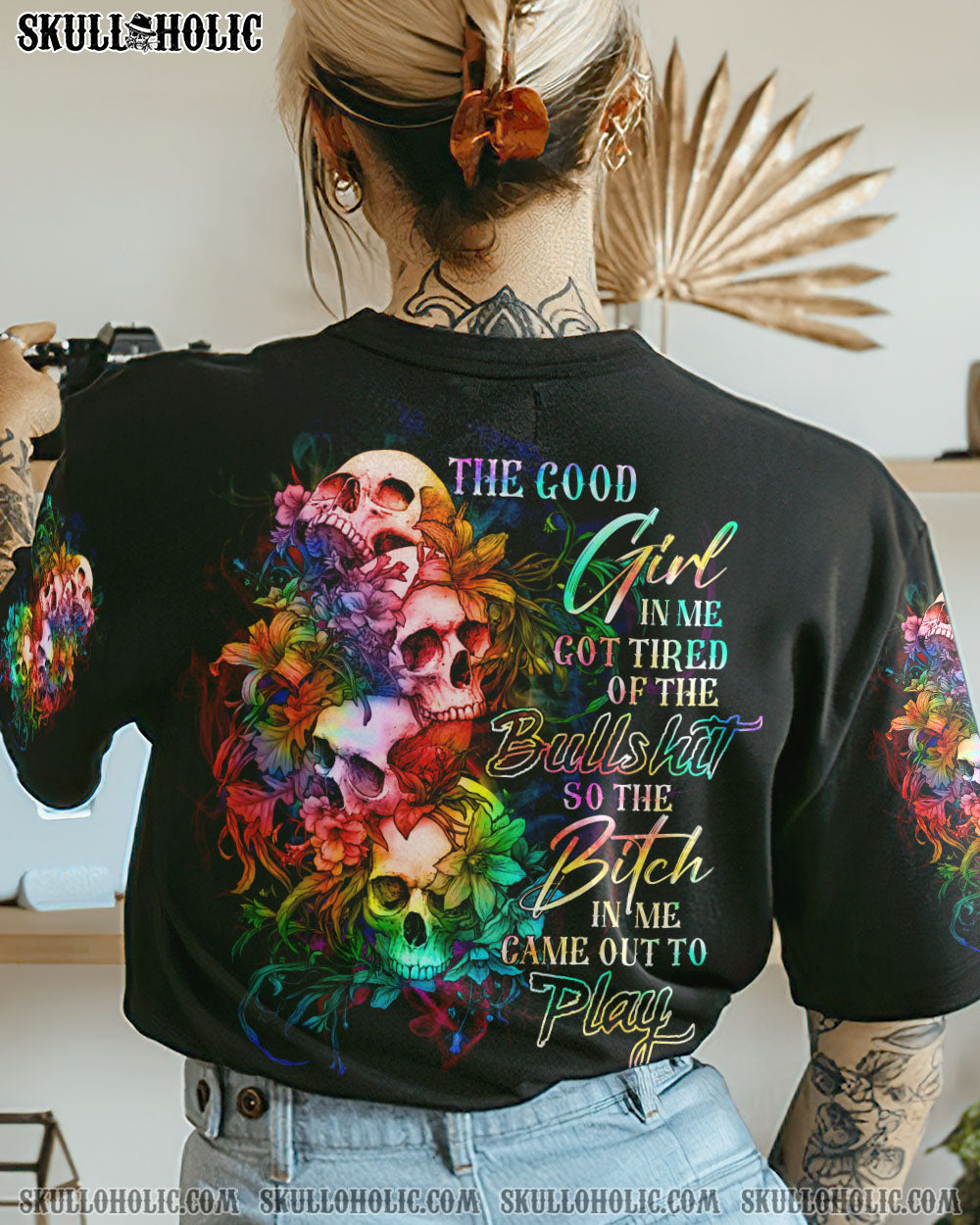 THE GOOD GIRL IN ME GOT TIRED SKULL ALL OVER PRINT - YHDU1004232