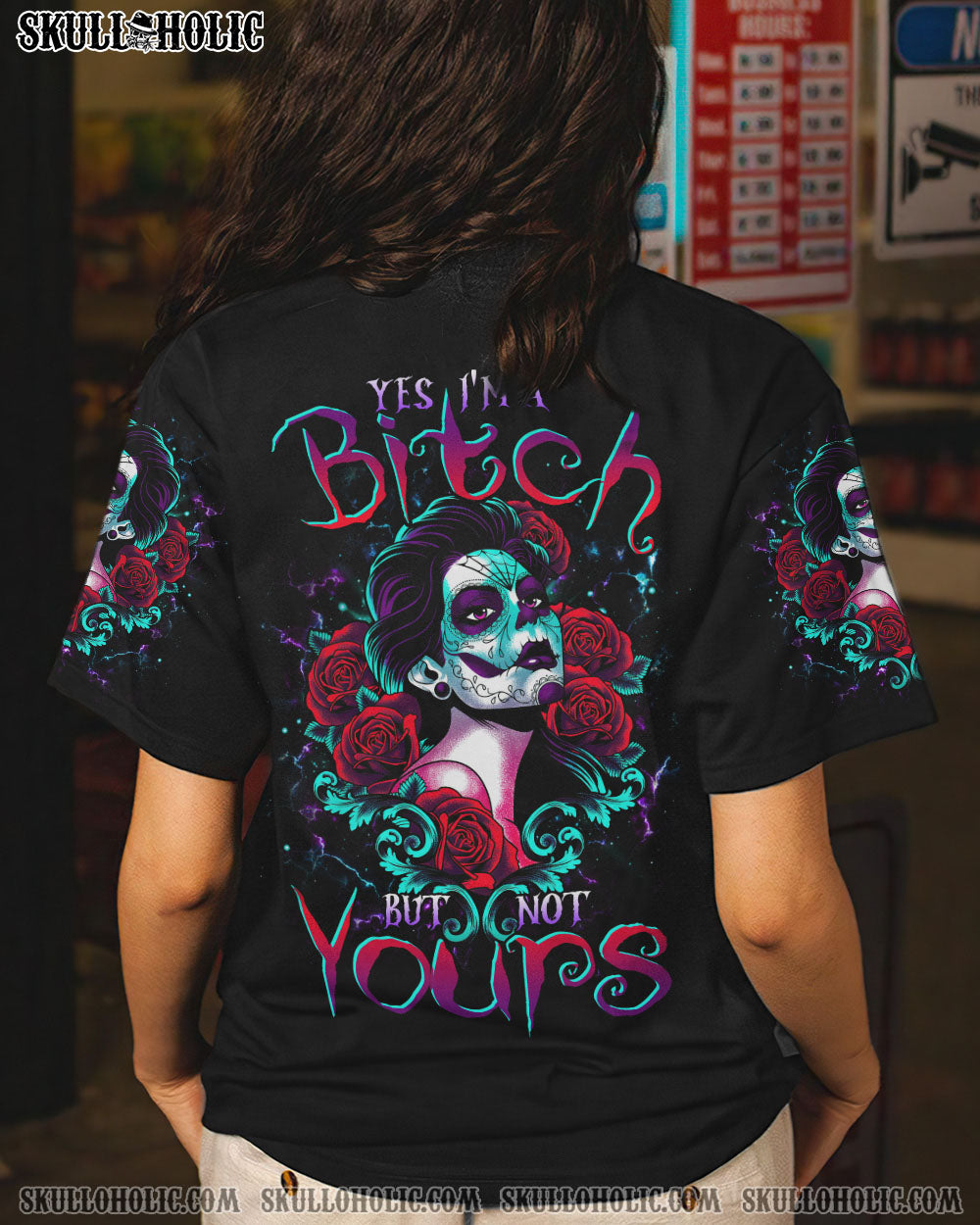 YES I'M A B BUT NOT YOURS SUGAR SKULL ALL OVER PRINT - TLTR0304232