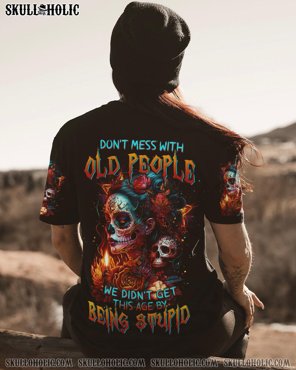 DON'T MESS WITH OLD PEOPLE SUGAR SKULL ALL OVER PRINT - TLTW1404231