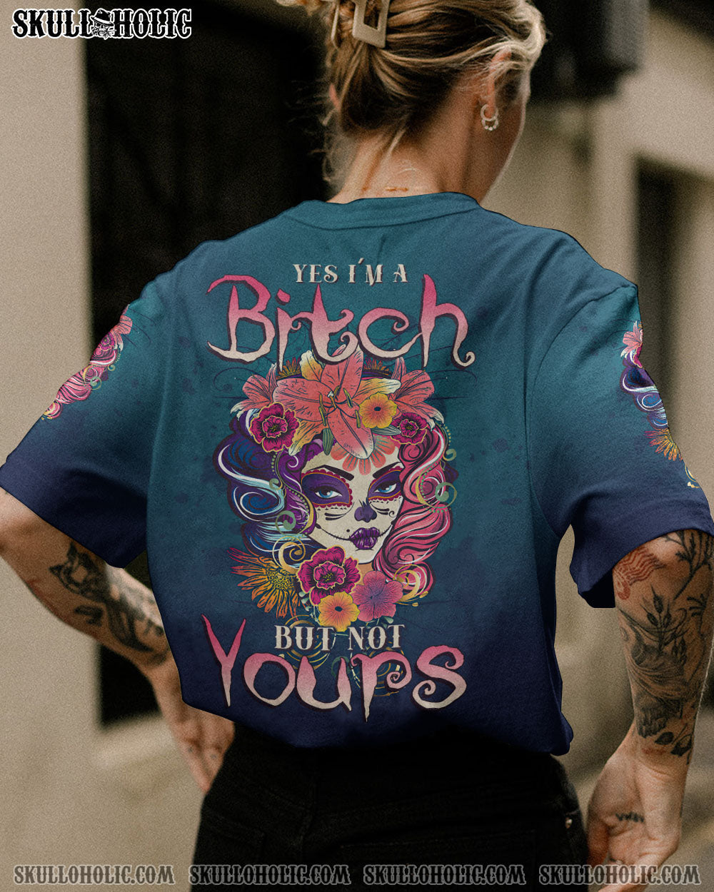 YES I'M A B BUT NOT YOURS FLORAL SKULL ALL OVER PRINT - TLTW2903234