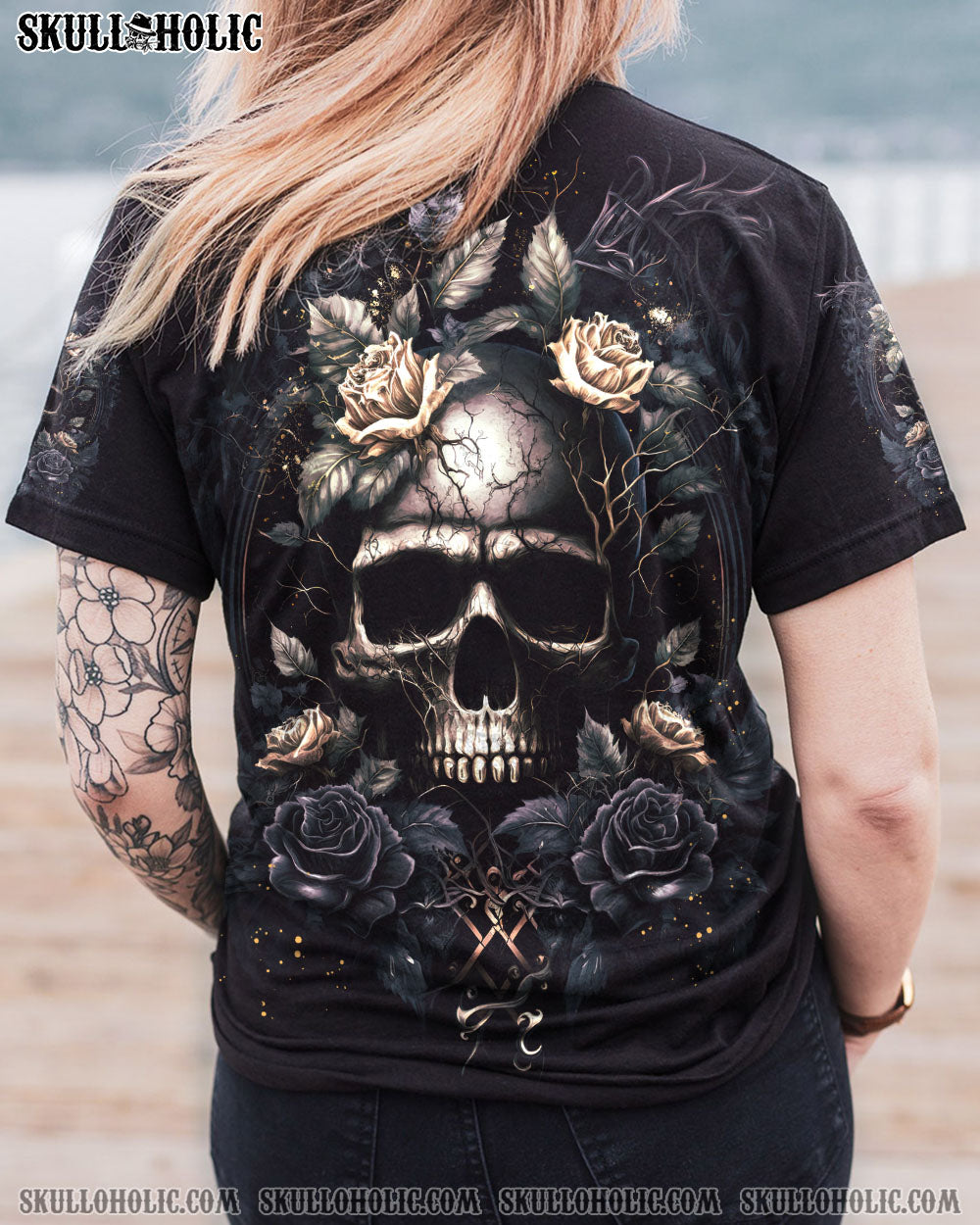 MY GIVE A F SKULL BLACK ROSES ALL OVER PRINT - TLTW1404235