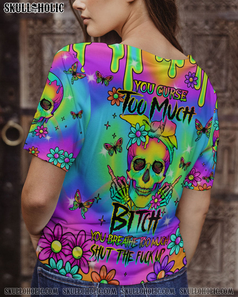 YOU CURSE TOO MUCH COLORFUL SKULL ALL OVER PRINT - TLNO1904231