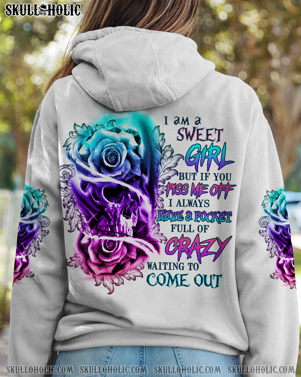 I AM A SWEET GIRL ROSE SKULL ALL OVER PRINT - YHLN1701234