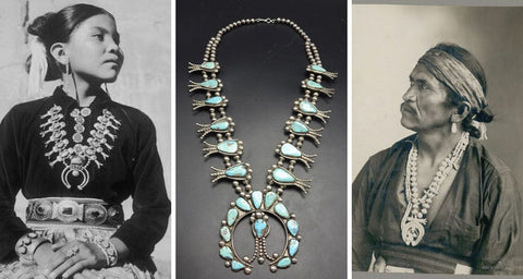 The evolution of the squash blossom necklace by Navajo artist and the influence the Spanish had in the making of it