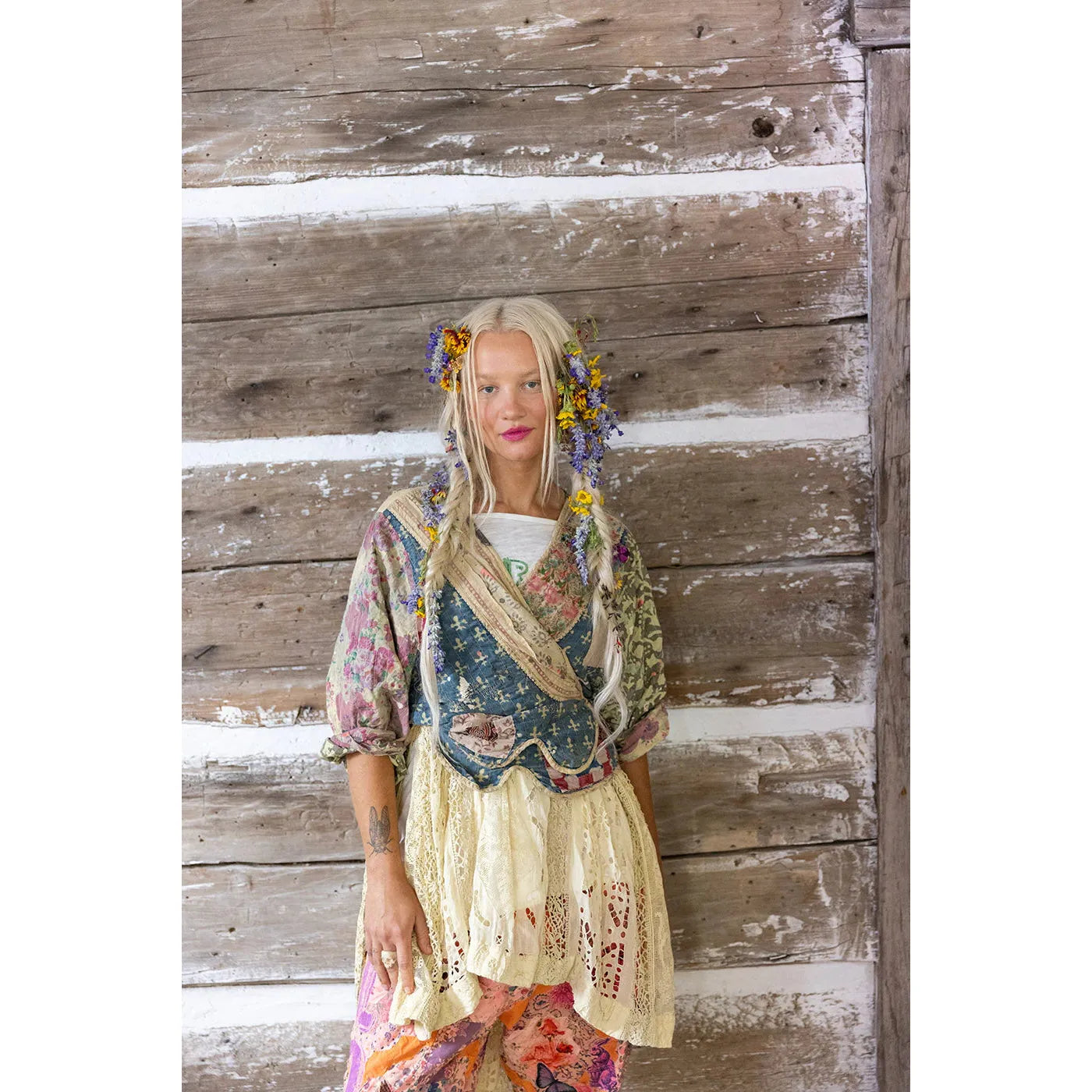 (202028) Kalamkari Andhra Jacket - Magnolia Pearl