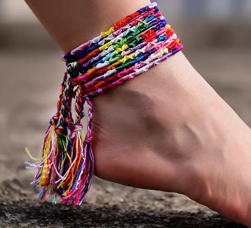 Anklet Nature Tie-on Weave Bracelet. OHA Handmade Ankle weave. Colourf –  Oha Organic Beauty