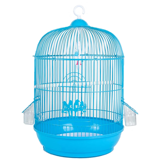  Portable Birdcage Round Bird Cage Hanging with Feeder Full  Set Plastic Bird Cage for Small Birds All Round Ventilation Removable Light  Birdcage (Color: Blue) : Pet Supplies