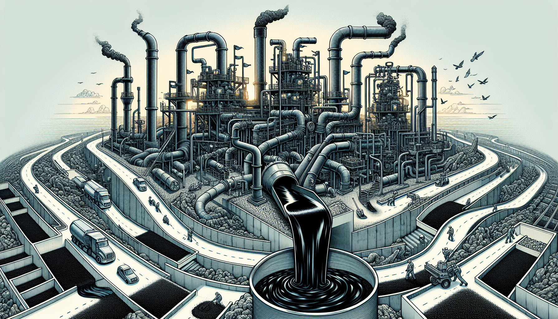 Illustration of bitumen production process