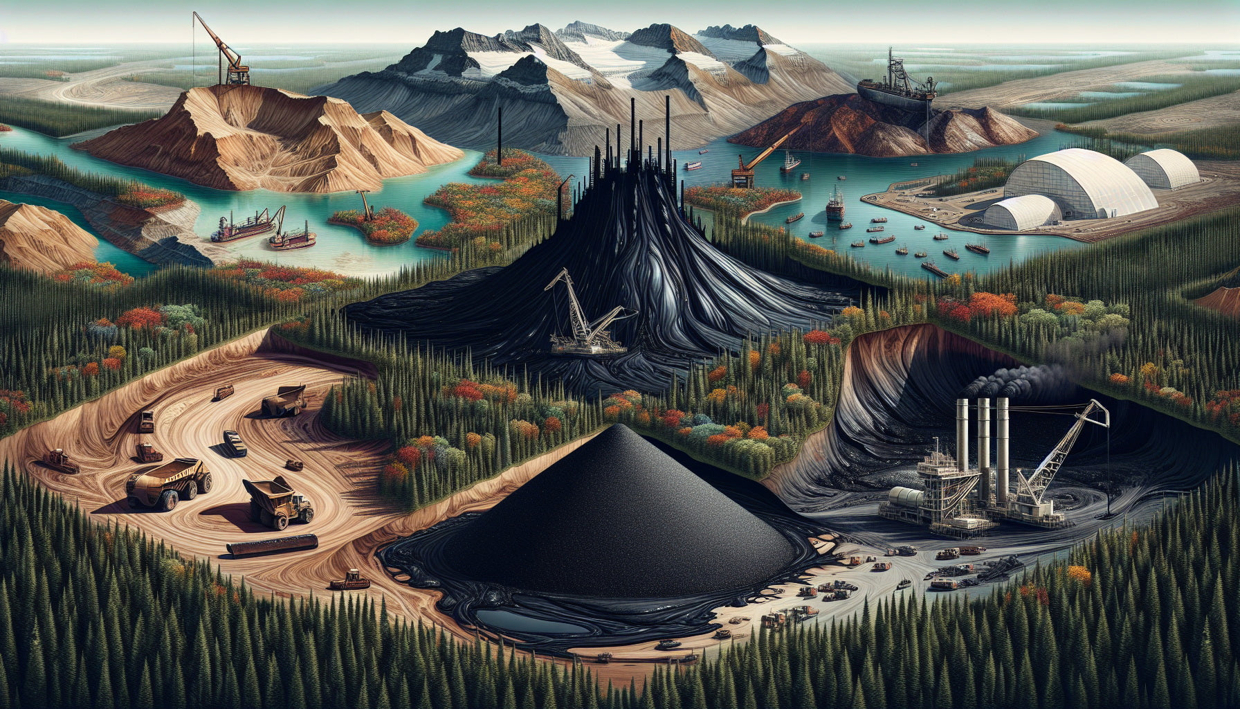 Illustration of natural bitumen deposits