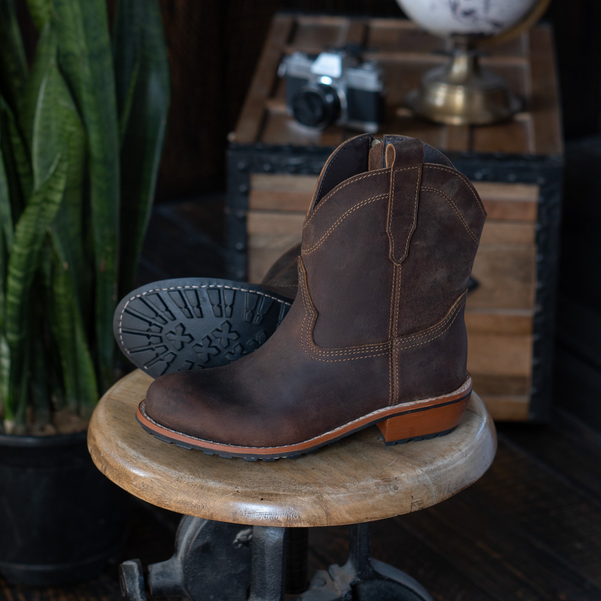 Texas Cowboy Western Boots for Women  (Vintage Brown) Goodyear welted