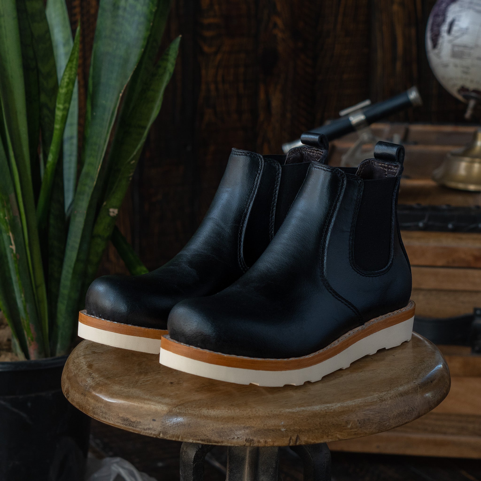 Chelsea Leather Boots (Raven Black) Goodyear Welted