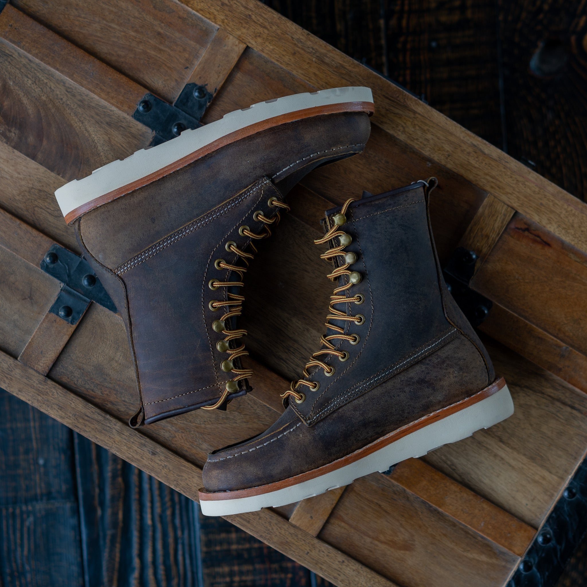 Moc-Toe Logger Boots (Vintage Brown) Goodyear Welted