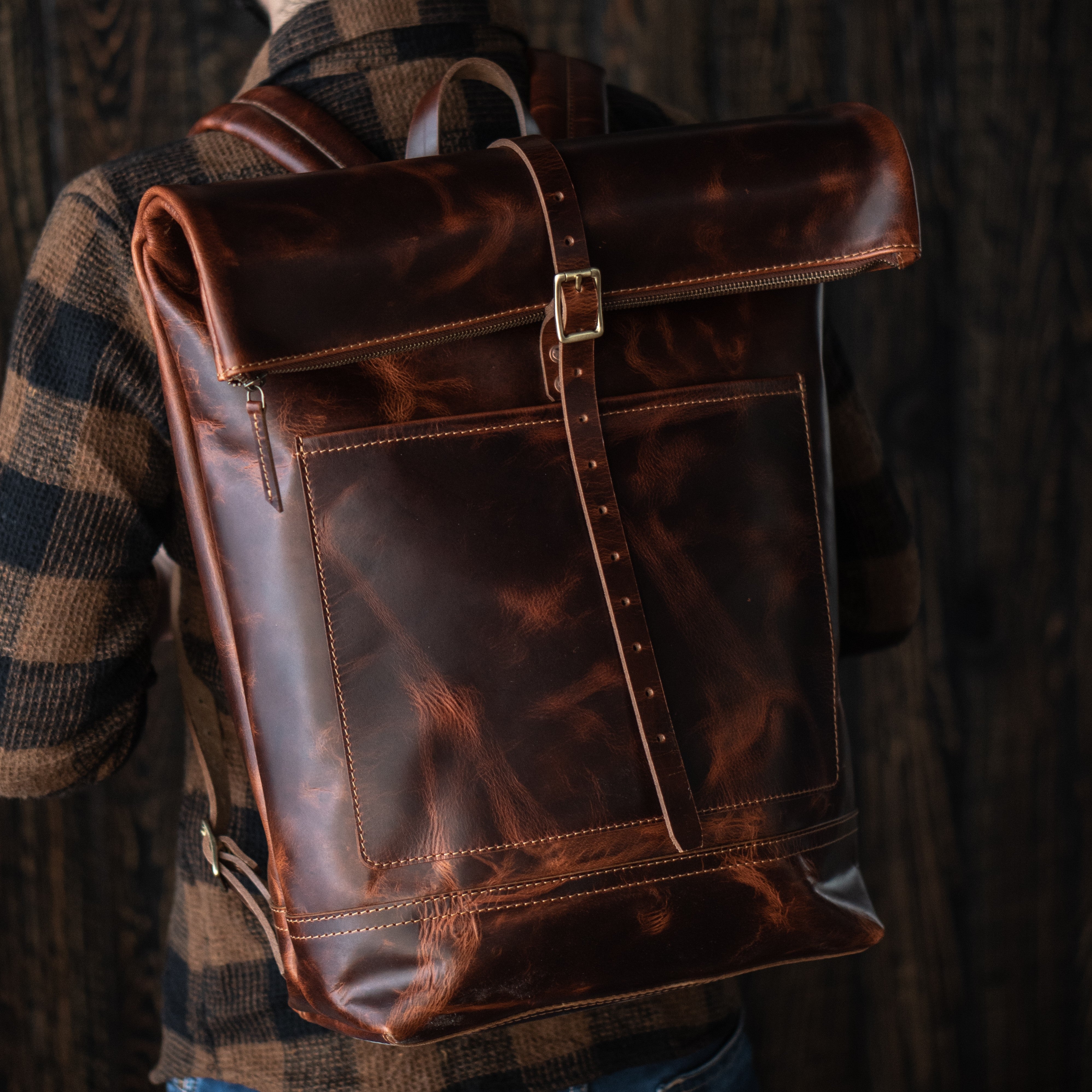 Legacy Roll Top Backpack (Saddle Tan)