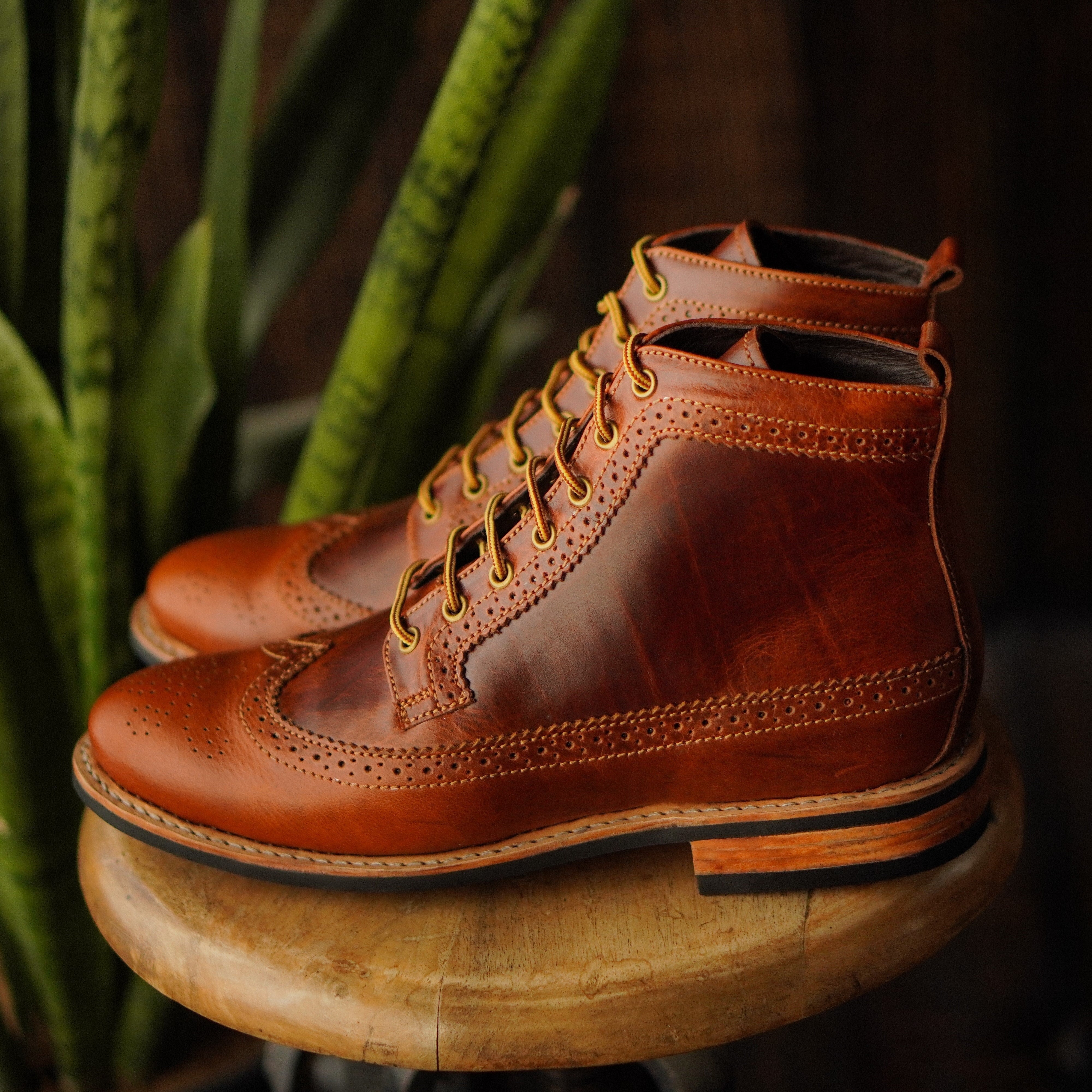 Long Wing Brogue (Saddle Tan) Goodyear Welted