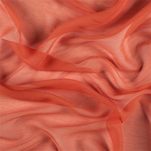 Crinkled Silk chiffon fabric orange pink salmon green black semi opaque  120cm wide