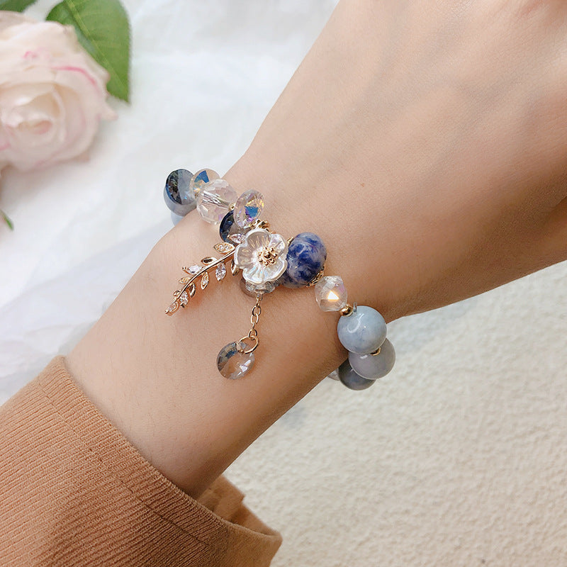 The Flower Pendant Crystal Bead Bracelet