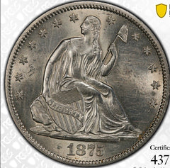1875-S Liberty Seated Half Dollar. UNC DETAILS (PCGS) CLEANED