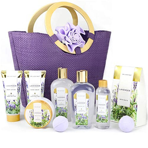 Lavender Get Well Soon Gifts for Women, 13pcs Spa Gift Basket for