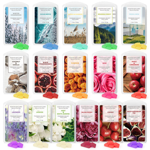 Wax Melts Wax Cubes, Scented Wax Melts, Scented Wax Cubes, Soy Wax Cubes  for Warmers, Soy Wax Cubes Candle Melts 8 Pack (8x2.5oz) Blush Peony,  Raspberry&cinnamon Lavender, Sea Breeze, Winds in Summer