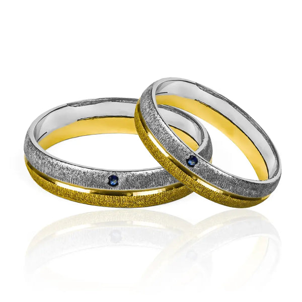 Argollas de matrimonio Mate Bicolor Zafiro